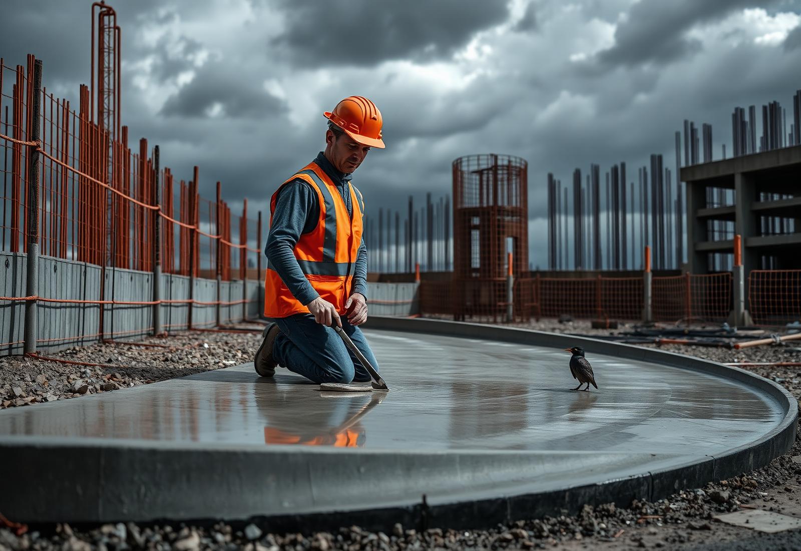 Curbex concrete crew finishing a curved curb